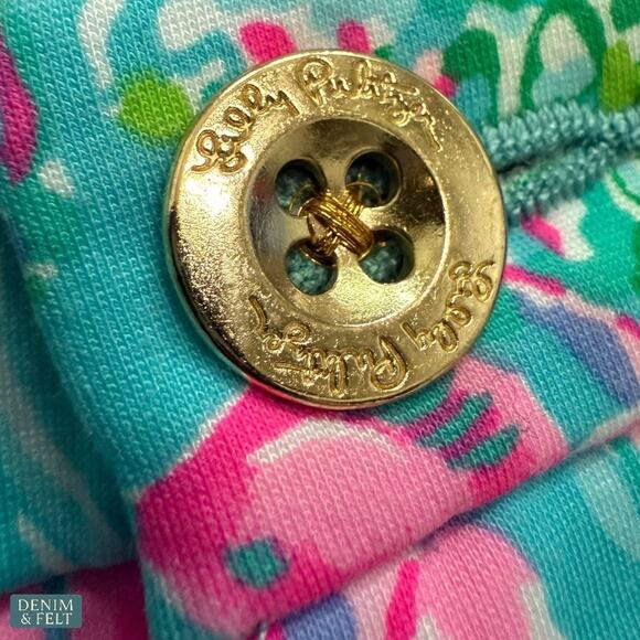 Lilly Pulitzer Darci Knit Shorts Amalfi Blue Pink Floral Scalloped Hem Resort 6 - Picture 3 of 7